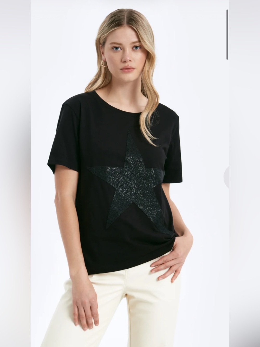 CHRLDR Black Star Appliqué Short Sleeve Tee